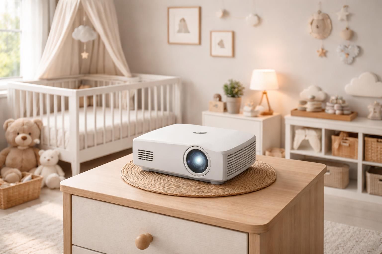 assurez un support stable et un placement sûr du vidéoprojecteur acer dans la chambre de votre bébé pour une expérience visuelle optimale et sécurisée.