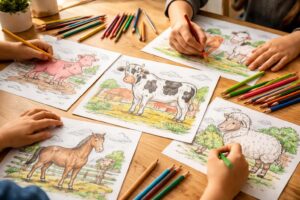 découvrez le coloriage des animaux de la ferme, une activité relaxante et ludique idéale pour toute la famille. parfait pour stimuler la créativité des enfants tout en partageant des moments de détente.