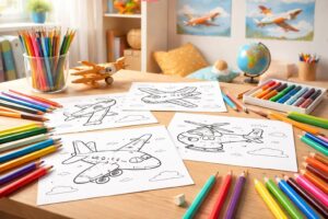 plongez dans l'univers ludique des avions à colorier, une activité créative et amusante idéale pour stimuler l'imagination des enfants.