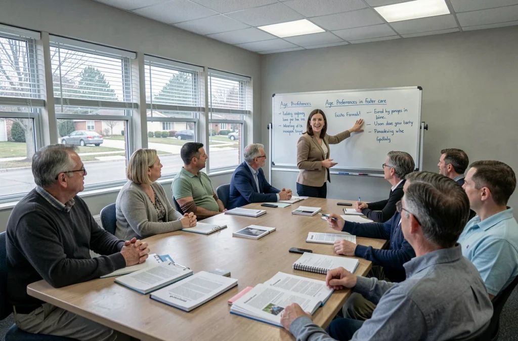 Groupe de futurs parents d'accueil lors d'un atelier d'information sur les critères d'agrément